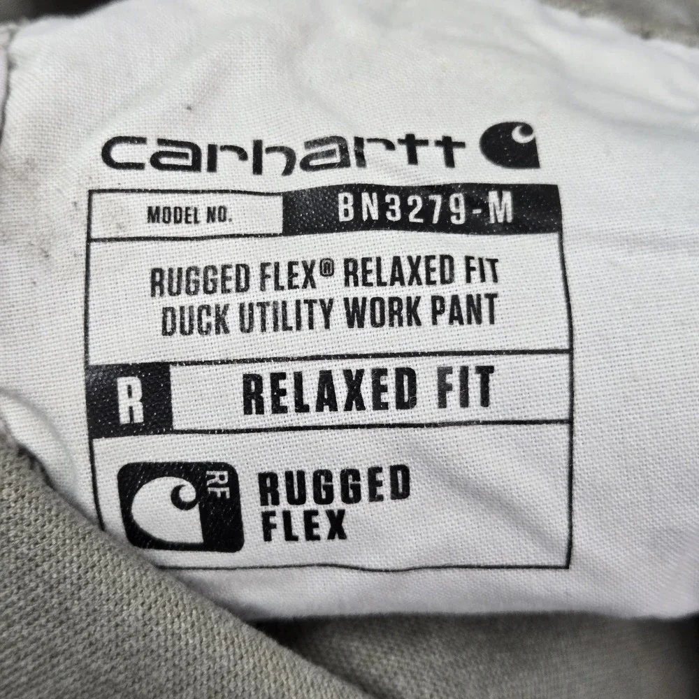 Carhartt Men Pants 40X30 Khaki Carpenter Canvas Rugged Flex Duck Dungaree READ